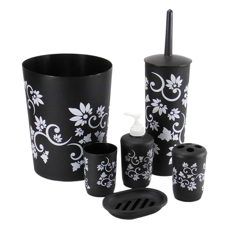 Impreso traje de baño de lavado conjunto de baño de plástico conjunto de baño cepillo de dientes redondo taza utensilios de tocador cepillo de seis piezas conjunto