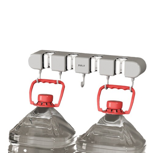 Mop Hook Wall Mount with No-Drill Function, Storage Solution for Bathroom and Kitchen, Hook for Mop and Cleaning Cloth, Cleat-Style Shelf
