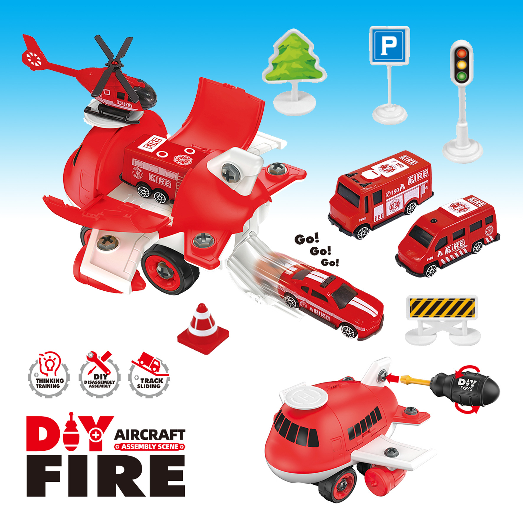 Nuevos productos de venta en caliente transfronteriza almacenar aviones puzzle juguetes DIY coche de montaje para niños sitio de construcción escenario coche de aleación image 3