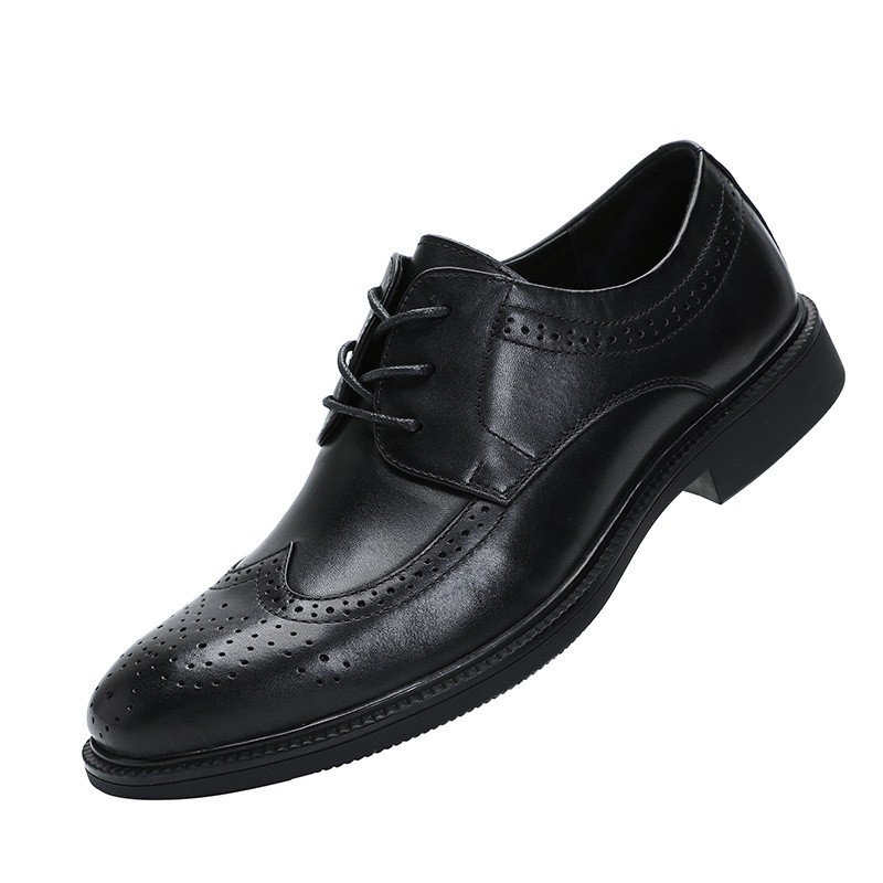 Men's Leather Formal Shoes With Straps And Perforated Design_voghion.com
