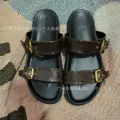 Double button brown letters