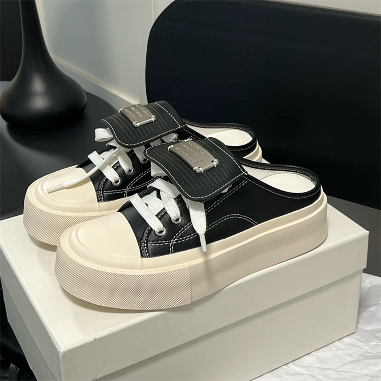 Half Drag 2024 Sommer Neue dicke Unterseite Baotou Mode Oberbekleidung Casual weiße Schuhe_voghion.com