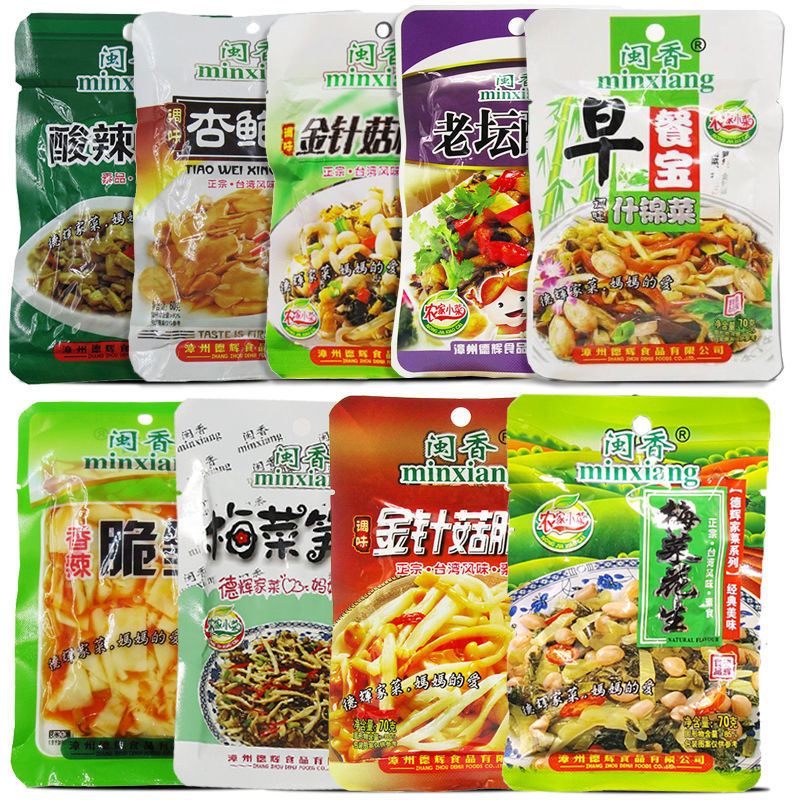 下饭菜多口味早餐菜梅菜笋丝8克花生开胃下饭金针菇食品整箱批发|ru