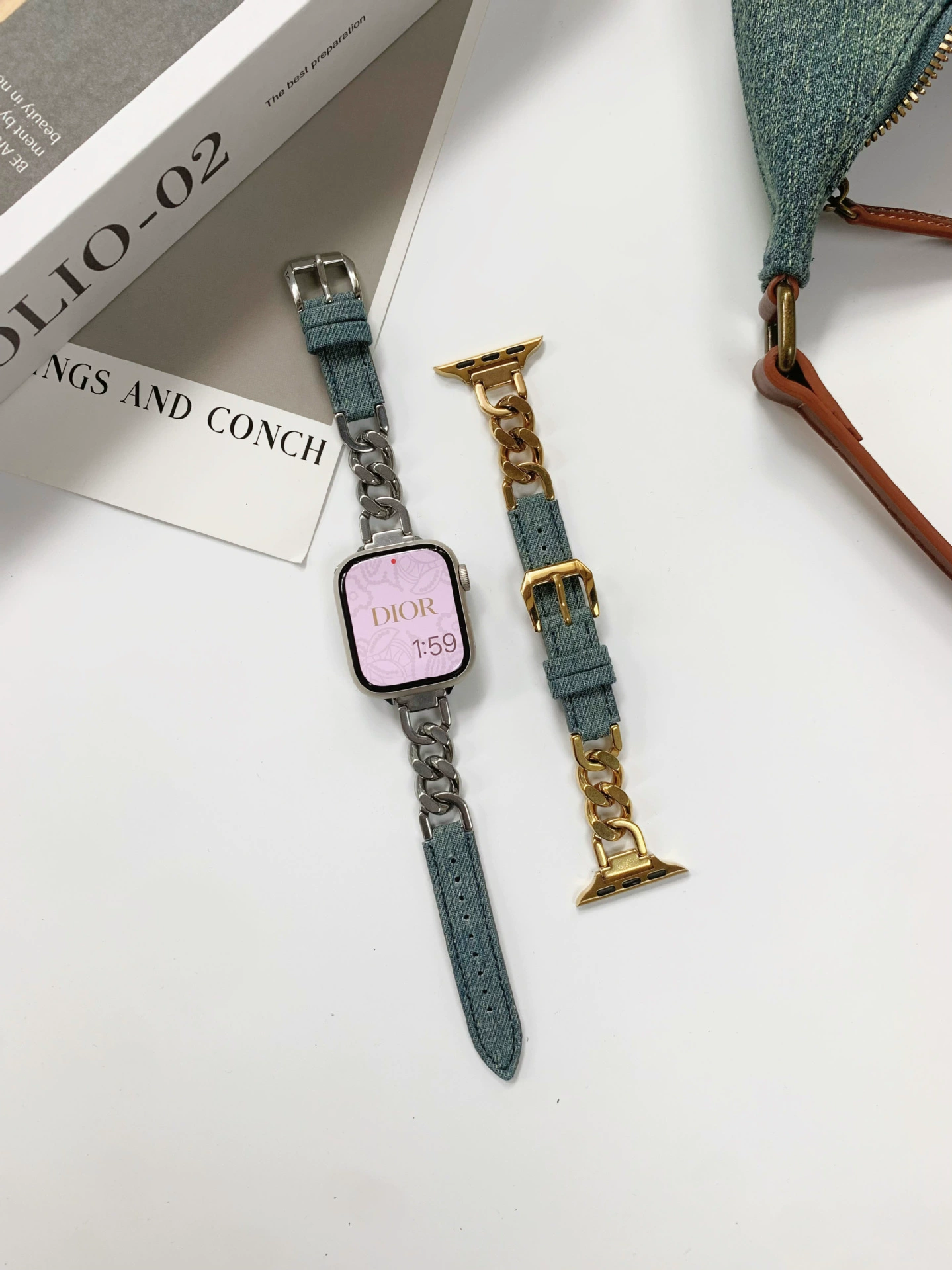 Apple, denim chain stainless steel, watch strap