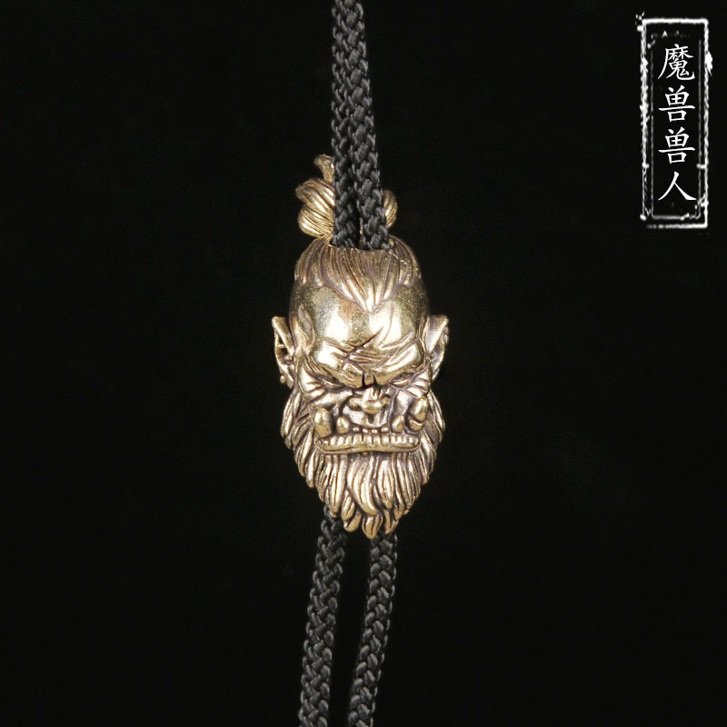 纯铜魔兽兽人伞绳坠EDC刀坠半兽人手工配饰钥匙扣挂件吊坠工艺品