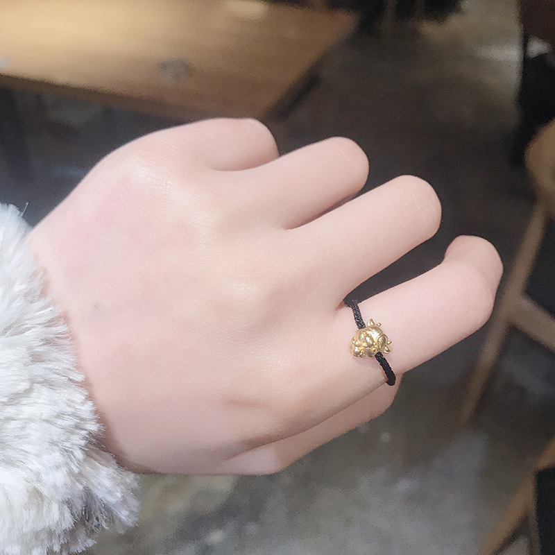 2021十二生肖本命牛年網紅氣質ins冷淡風沙金關節食指戒指女飾品