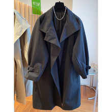 大码女装气质立领休闲大衣外套女中长款英伦风衣女春秋季新款宽松