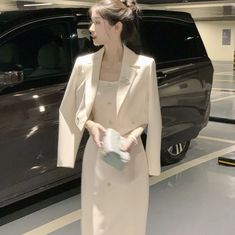 2025春秋爆款小香风套装裙女时尚大气轻奢高级感西装连衣裙两件套|undefined