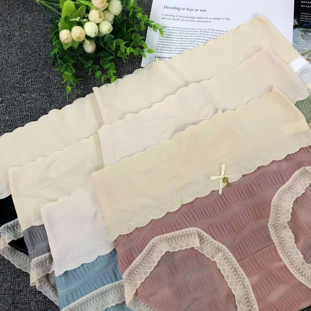 Nueva cintura alta ropa interior de encaje francés Mulberry seda antibacteriano puro algodón entrepierna transpirable inconsútil las mujeres al por mayor image 3