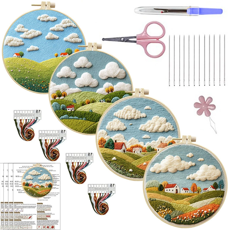 Genuine cloth, creative materials set, handmade, (Cross-border trading), with embroidery, English