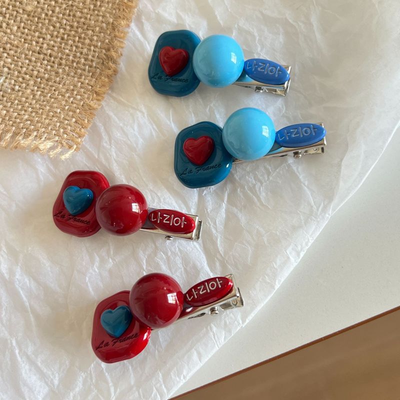 韩系新款格子红色纽扣发夹高级感百搭刘海夹网红学院风侧边夹发卡|undefined
