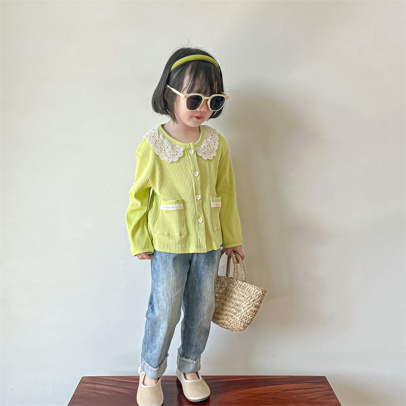 (2개) 여아용 달콤한 가디건 2024 봄 새로운 스타일 아동 자외선 차단 의류 3-8세 아동용, 다용도 바닥 재킷 유행