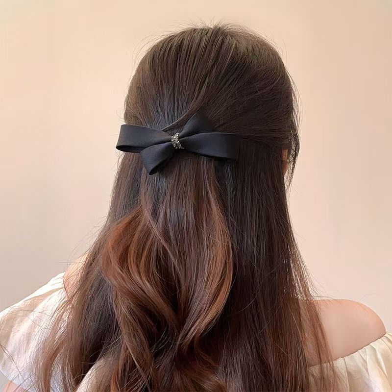 Black High-grade Gauze Bow Rhinestone Duckbill Clip small size Korean-type Cyber Red Side Clip Ponytail Clip Headwear Hairpin Black High-grade Gauze Bow Rhinestone Duckbill Clip small size Korean-type Cyber Red Side Clip Ponytail Clip Headwear Hairpin