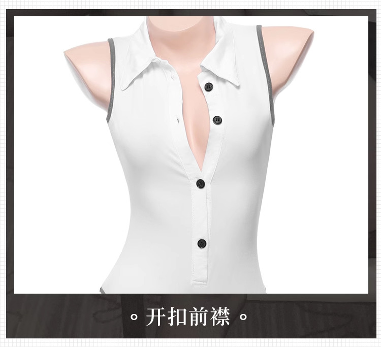 Sailor Role-Play Lingerie Set with One-Piece Skirt and Black Open-Crotch Stockings — detail image 16