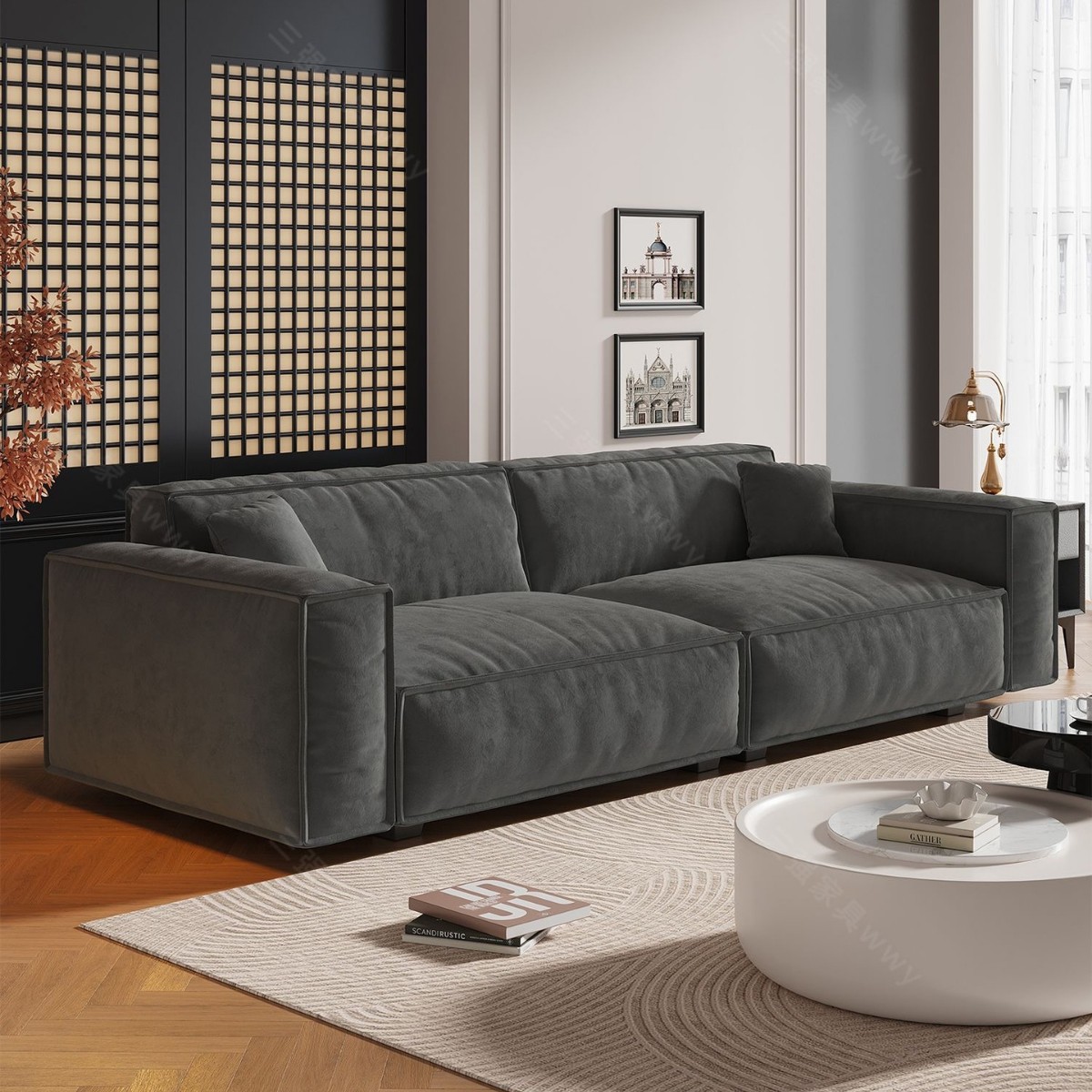 Tofu Block Sofa for Small Living Rooms, Rental Apartments, and Guesthouses, Suitable for Two to Three People, with Cat Scratch-Resistant Fabric, Straight-Row Sofa, 2025 New Model