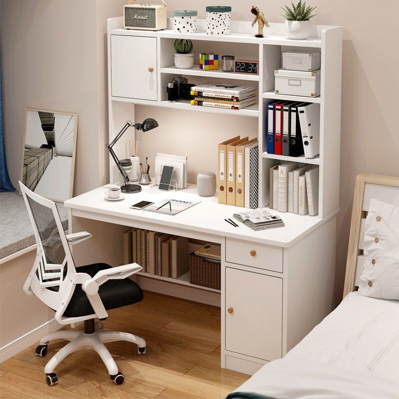 Home desk with built-in bookshelf, desktop computer desk with bookcase, suitable for bedrooms, student study desk Home desk with built-in bookshelf, desktop computer desk with bookcase, suitable for bedrooms, student study desk
