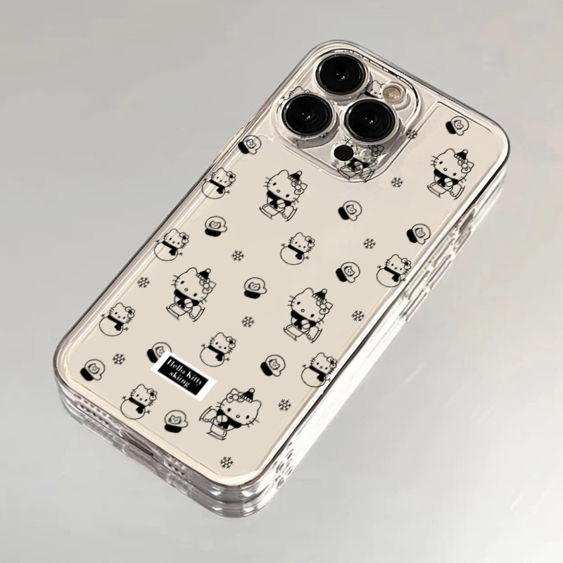 For iPhone16promax soft shell hollow Hello Kitty Apple 14 mobile phone case 13 new millet 13 transparent