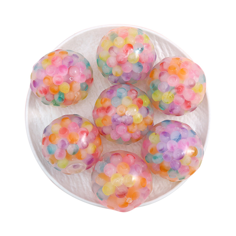 Juguetes de bola de descompresión Bola de uva de ventilación para niños 6.0 Cuentas de patrón Cuentas de color Descompresión Bola de ventilación Aprieta Música de pellizco