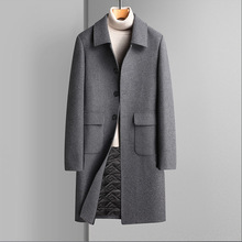羊毛呢大衣男士中长款冬季新款加厚韩版潮流修身纯色呢子风衣外套