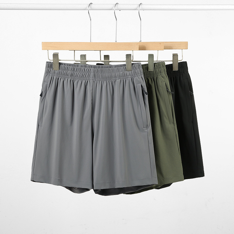 Men's Summer Loose Large Size Elastic Quick-Dry Ice Silk Shorts with Back Waistband Pocket, Casual Running Sports Shorts