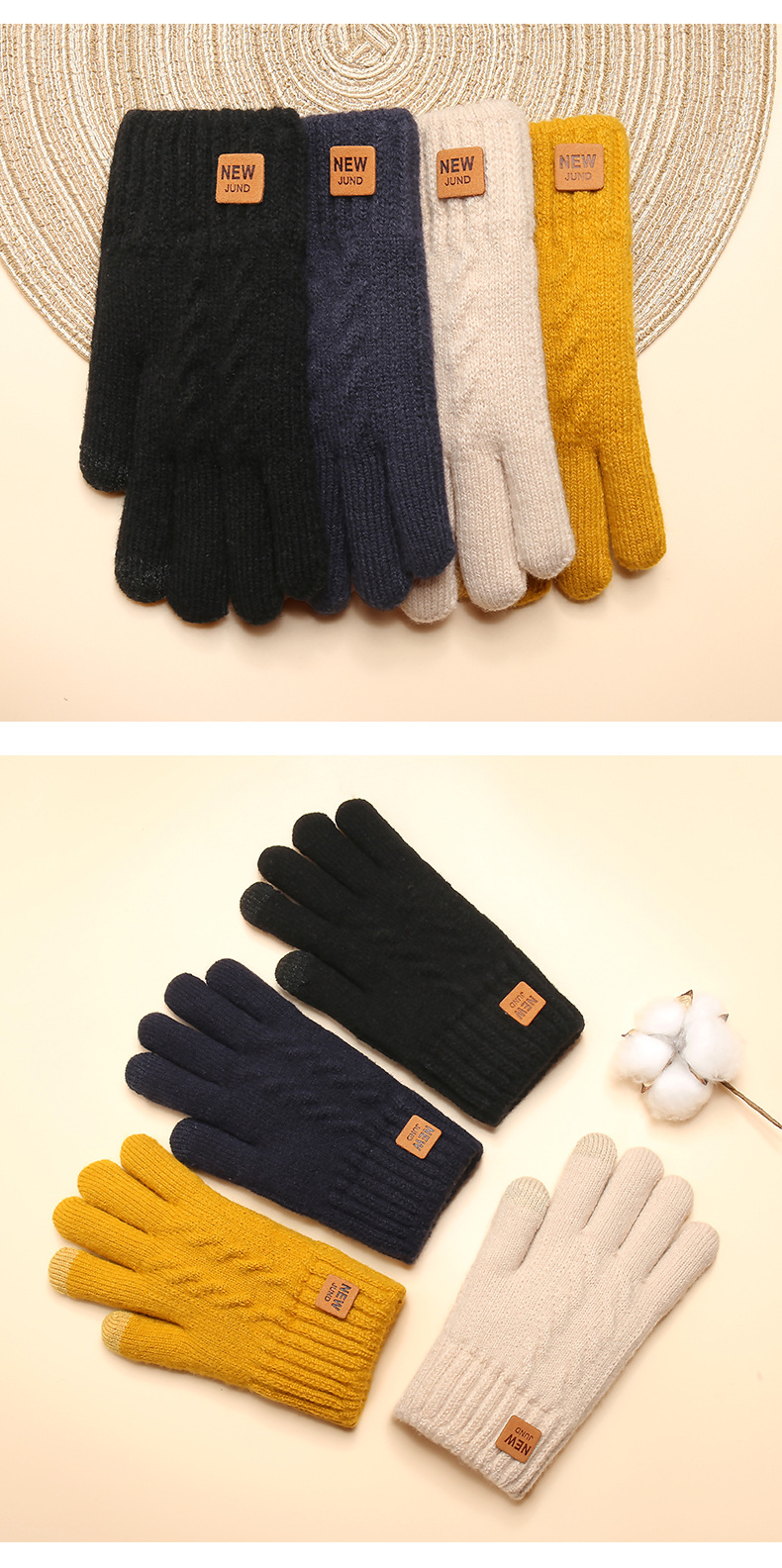 Gants tricotés de Noël pour femme - Cadeau d'hiver - Double couche - Épais - Résistant au froid - Chaud - Cyclisme - Gants pour écran tactile - Pour homme
_voghion.com