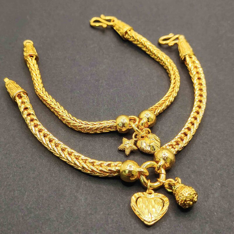 Factory Direct Sales Sand Gold Men's Domineering Hip-Hop Keel Bracelet Copper Gold-Plated Jewelry Gold 24K Middle Eastern Bracelet Jewelry