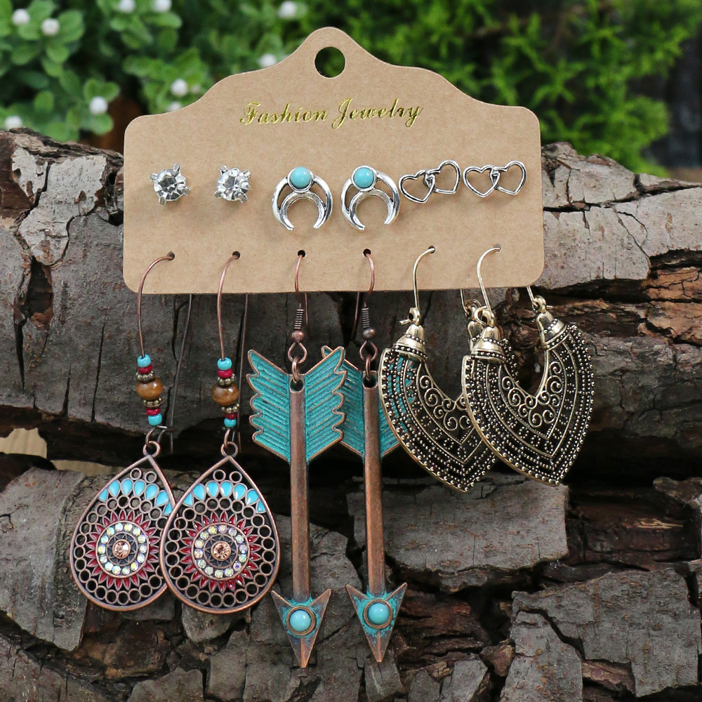 Drop Earrings Classification 1 Set Retro Color Block Plating Alloy Drop Earrings