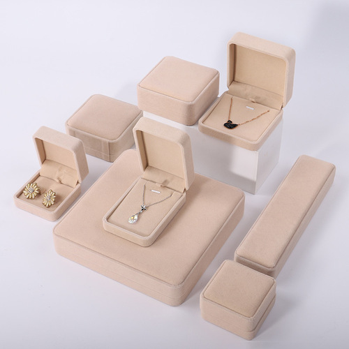 Factory rounded velvet jewelry box long chain ring jewelry packaging box jewelry storage box necklace packaging box