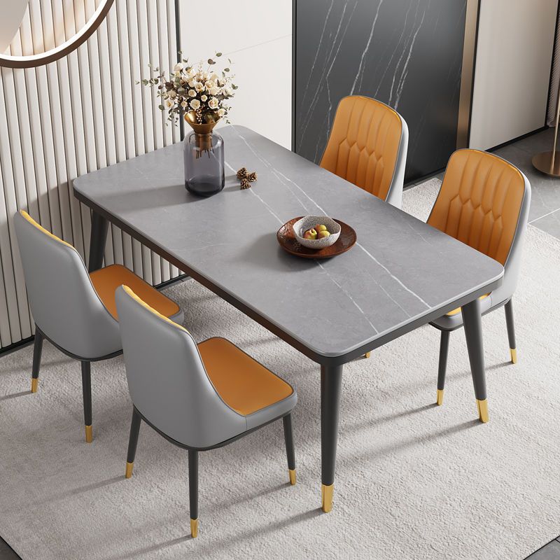 Internet Celebrity Scandinavian Slate Dining Table and Chair Combination Small Apartment Household Rectangular Table and Chairs Set for Home Use
