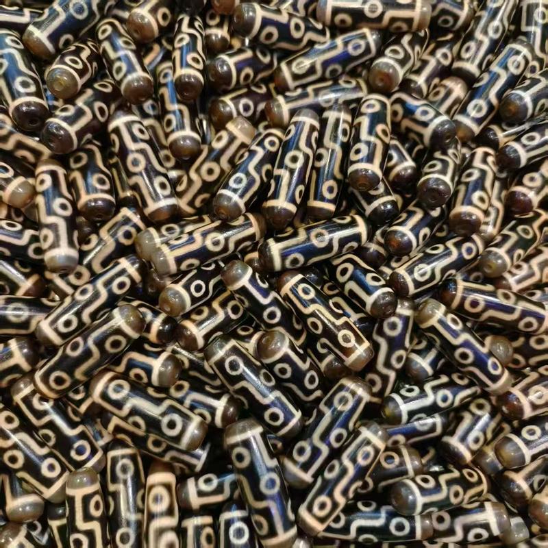 ソースメーカー チベット九目天珠 12.5×38mm 瑪瑙歯黄色馬蹄ビーズ ブレスレット ネックレス 【A級】|undefined