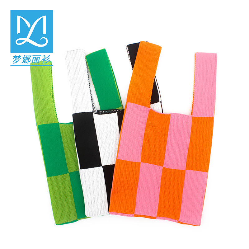 Camisa mennali 2022 nueva tela escocesa transfronteriza de moda estilo coreano de color de contraste bolsa de punto bolsa de la axila bolso de hombro