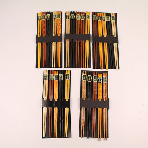 Japanese five-wood chopsticks, pointed wooden chopsticks for home use, 22.5cm, five types of wood, square, hexagonal, braided, tortoiseshell chopsticks