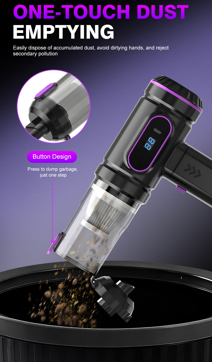 New Wireless Vacuum Cleaner with Blowing and Suction Functions, One-Touch Dust Dumping, Handheld Dust Blower, High-Power Suction, Car Vacuum Cleaner