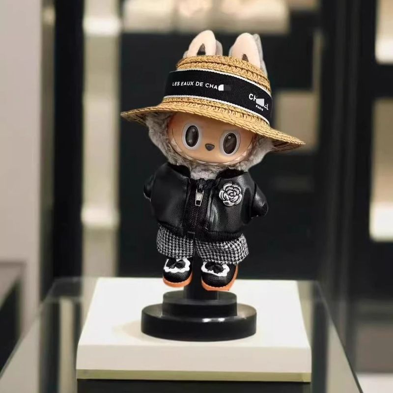 バブルマート LABUBU ラブブ シットパーティーブラインドボックスペンダント 17 センチメートル人形人形服レザーコートオートクチュール|undefined