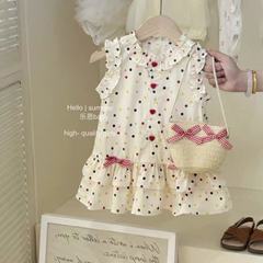 Girls' summer new Korean version of princess skirt, colorful polka dot skirt, baby fashionable dress, lace and fashionable vest skirt