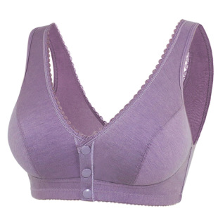 Middle-aged and elderly underwear mother thin cotton vest plus size front button without steel ring underwear factory wholesale