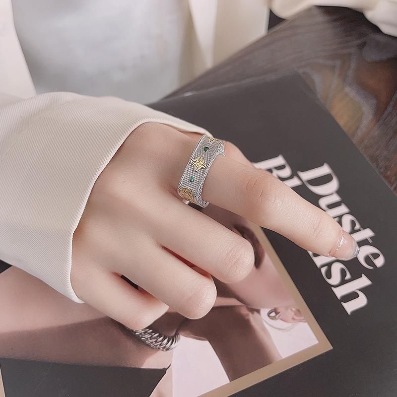Retro square trend creative design one size ring