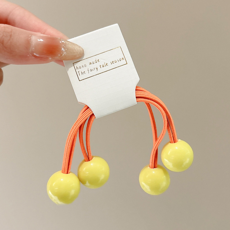 Cuerdas de cabeza de niños color caramelo doble anillo de cabello de cola de caballo larga cuerda de cabello bola de color tocado de cabello de niña