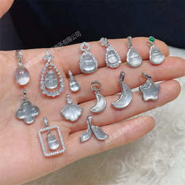 小红薯爆款夏季女士吊坠通体s925银镶水沫玉吊坠项链坠子手链配饰