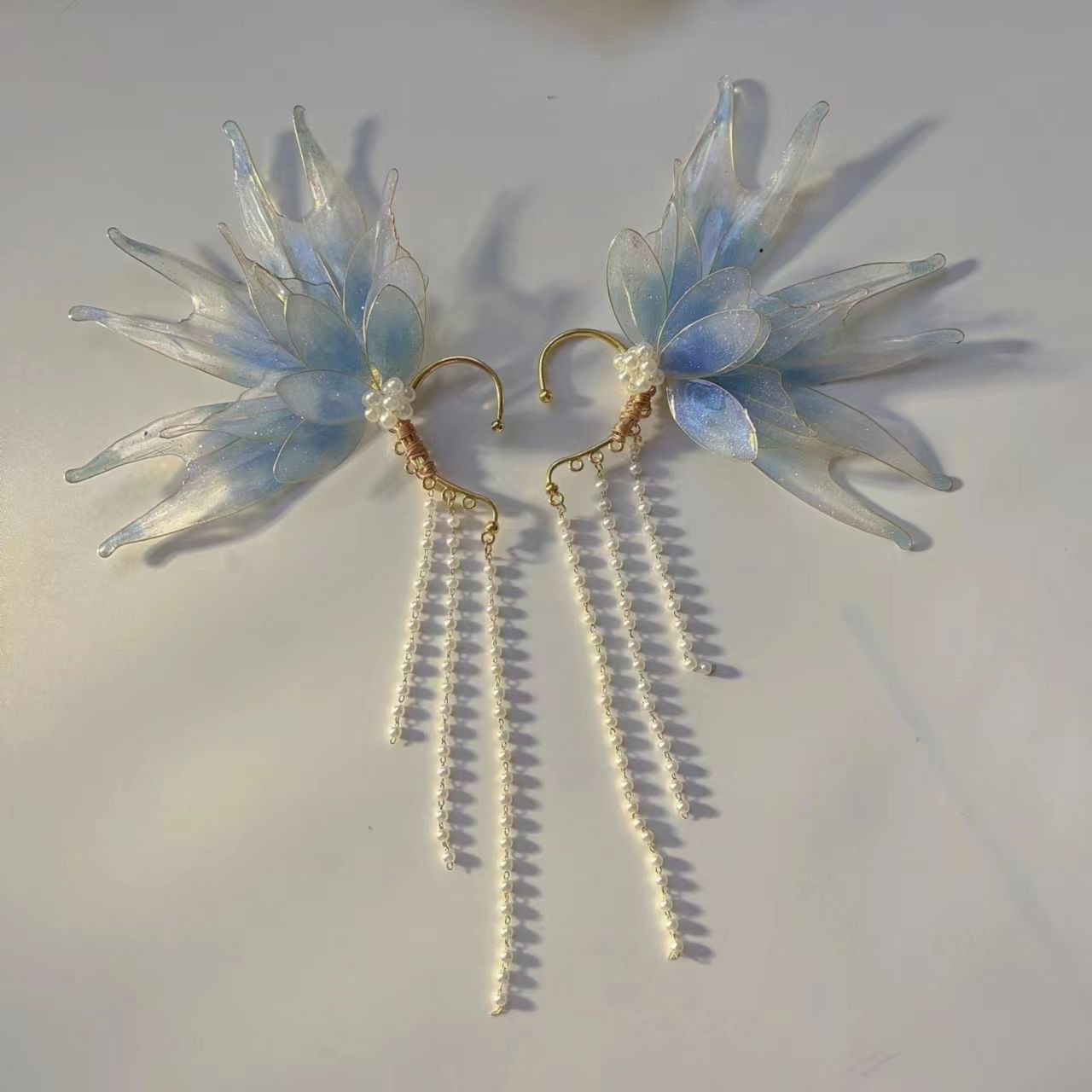 Mermaid Princess Tassel Ear Hanging Ornaments, Super Fairy-Like Hanfu Hair Accessories, Ancient Style Liquid Flower Ear Hanging Accessories