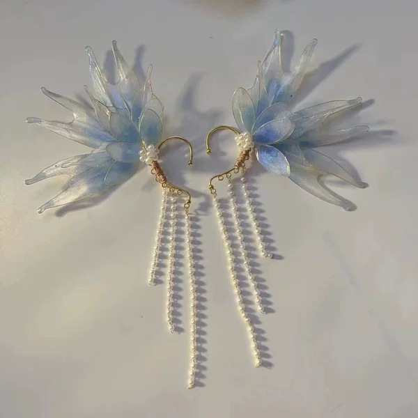 Mermaid Princess Tassel Ear Hanging Ornaments, Super Fairy-Like Hanfu Hair Accessories, Ancient Style Liquid Flower Ear Hanging Accessories