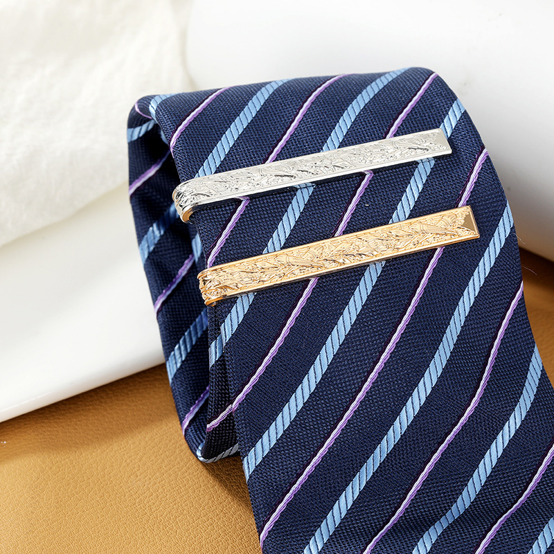 fashion new products gold and silver texture copper tie clip creative all match suit tie buckle spot_voghion.com