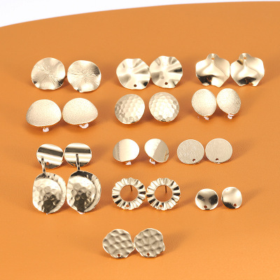 Custom earrings DIY Earring head accessories machining 925 Silver needle Ear Studs parts Irregular Metal circular parts