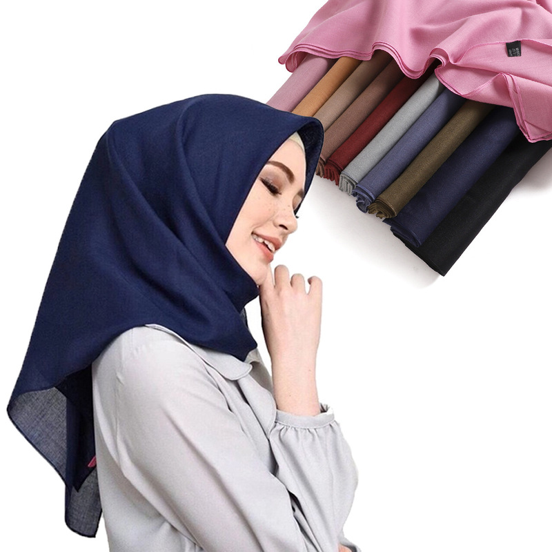 high quality encryption Bali yarn large size Malay square scarf gauze solid color hijab scarf shawl 110*110 new