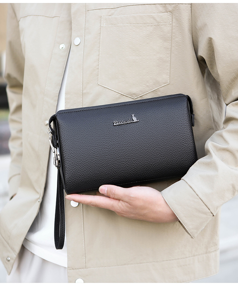 Men's Leather Handbag Large Capacity Casual Envelope Bag For Men_voghion.com