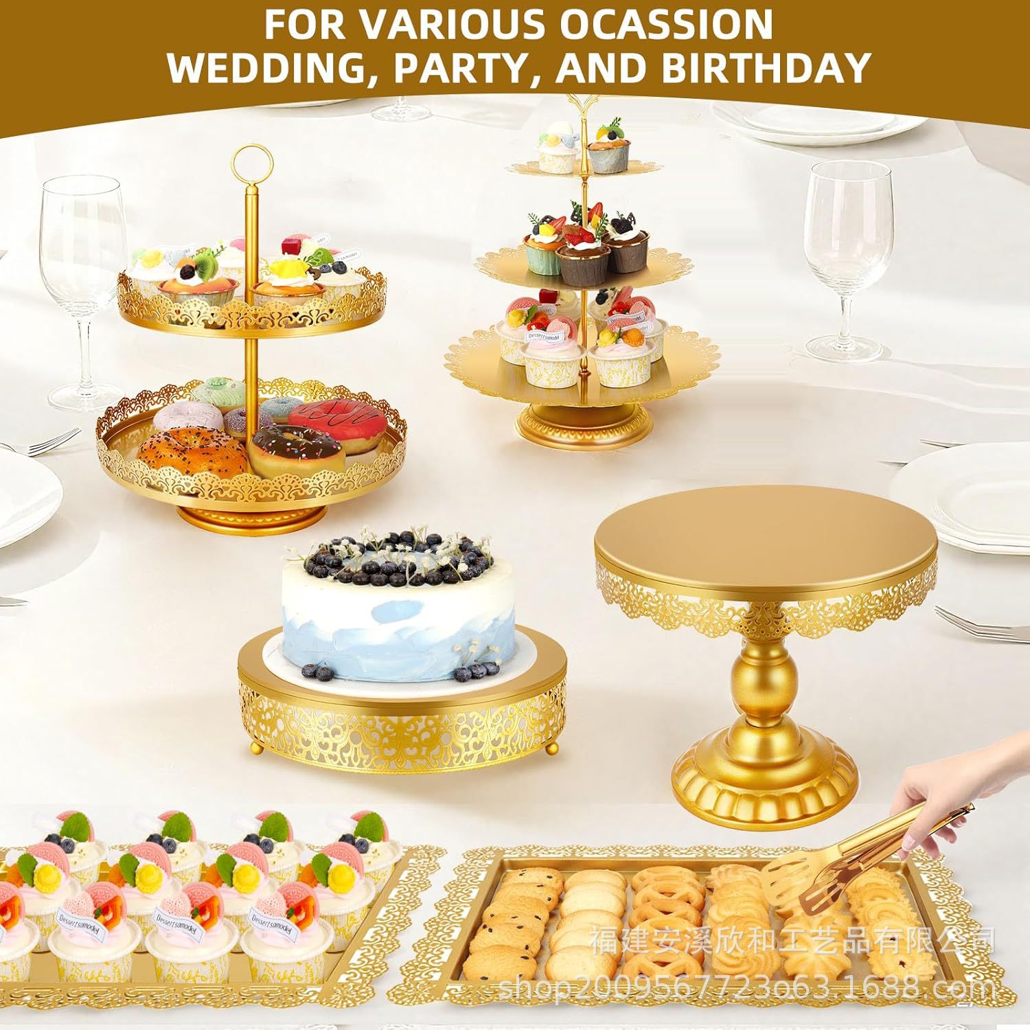 Pasteles de pasteles de encaje plato cuadrado para bocadillos de galletas plato rectangular bandeja de metal europeo