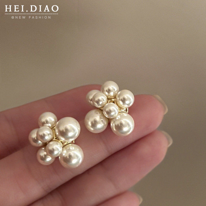 Pinzas para las orejas de perlas retro, sin orejas perforadas, pendientes simples de nicho, pendientes de pinzas para las orejas, pendientes, de lujo ligero, de alta calidad, bobinas para mosquitos, pendientes