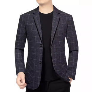 Spring 2024 New Plaid Fashion All-match Suit Jacket Korean Style Young and Middle-aged Elegant Simple Trendy Top