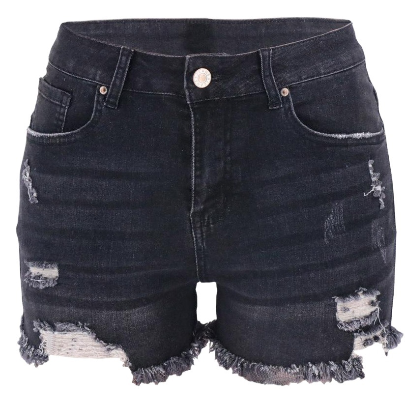 Nuevo en stock suministro directo Amazon WISH plataforma de comercio electrónico transfronterizo de cuatro colores rasgado cintura alta ropa de mujer Pantalones cortos de mezclilla