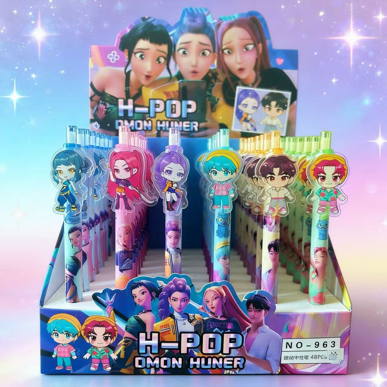 H-Pop Anime Sticker Press-Type Gel Pen 0.5mm Black Ink High-Value Student Pen for Exam Practice
